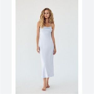 Zara Womens Dress S Small Slip Gray silver Strappy Midi Sleeveless 8448/331 NWT